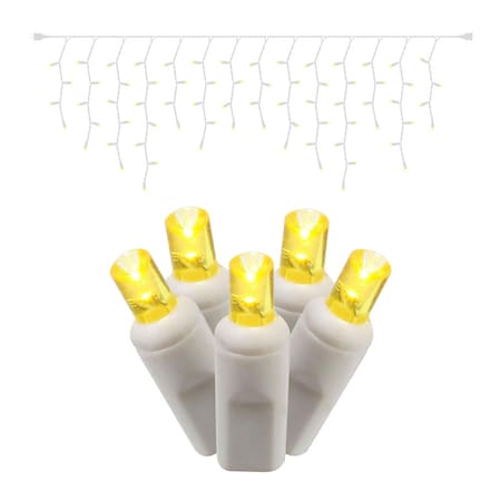 Vickerman 70 Yellow Wide Angle LED Icicle Light on White Wire, 9 ft. Christmas Light Set X6W3307